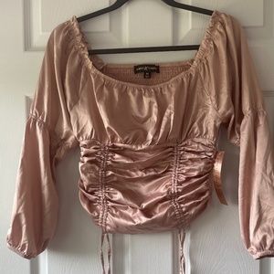 NWT - Almost Famous Long Sleeve Ruched Crop Top
